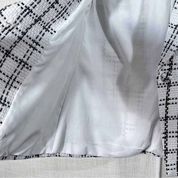 Nanette Lepore Black & White Woven Tweed Plaid One Button Blazer Vest Size M - Picture 7 of 14